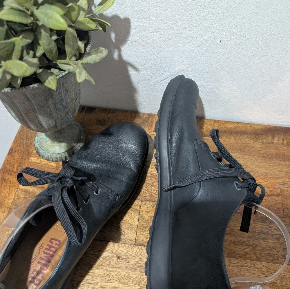 Camper Atom Men's Work Shoe‎ Size 10.5 Black Leather Lace Up